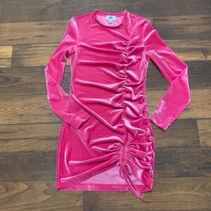 Juicy Couture Barbie Pink Velvet Bodycon Long Sleeve Round Neck Dress Size M